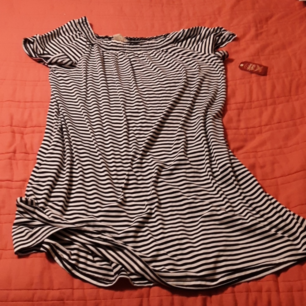 Black and white striped dress